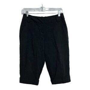 Worthington Capri Dress Pants Modern Fit Cuffed Hem Womens Size 4P Black Pockets